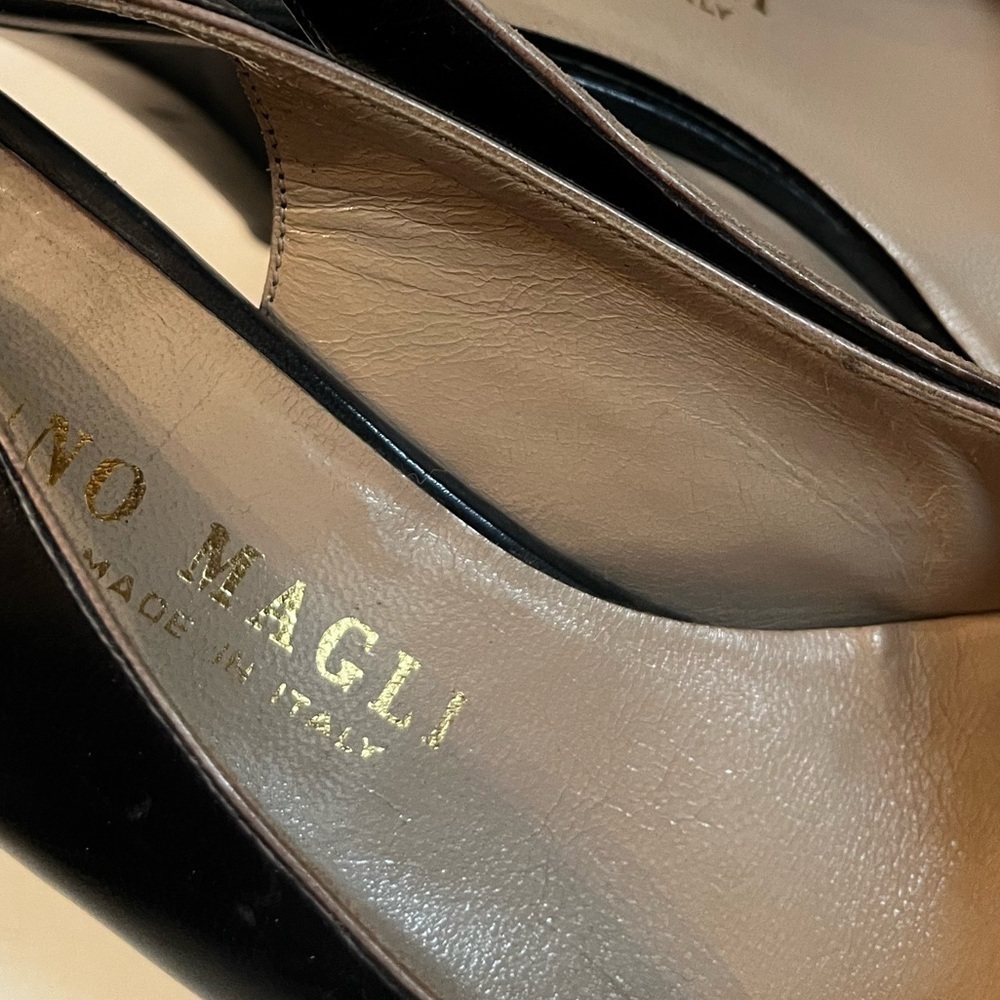 Bruno Magli Black Leather Heels Bow Tie 3” Heels Size 7.5 AAA Women - Picture 5 of 9